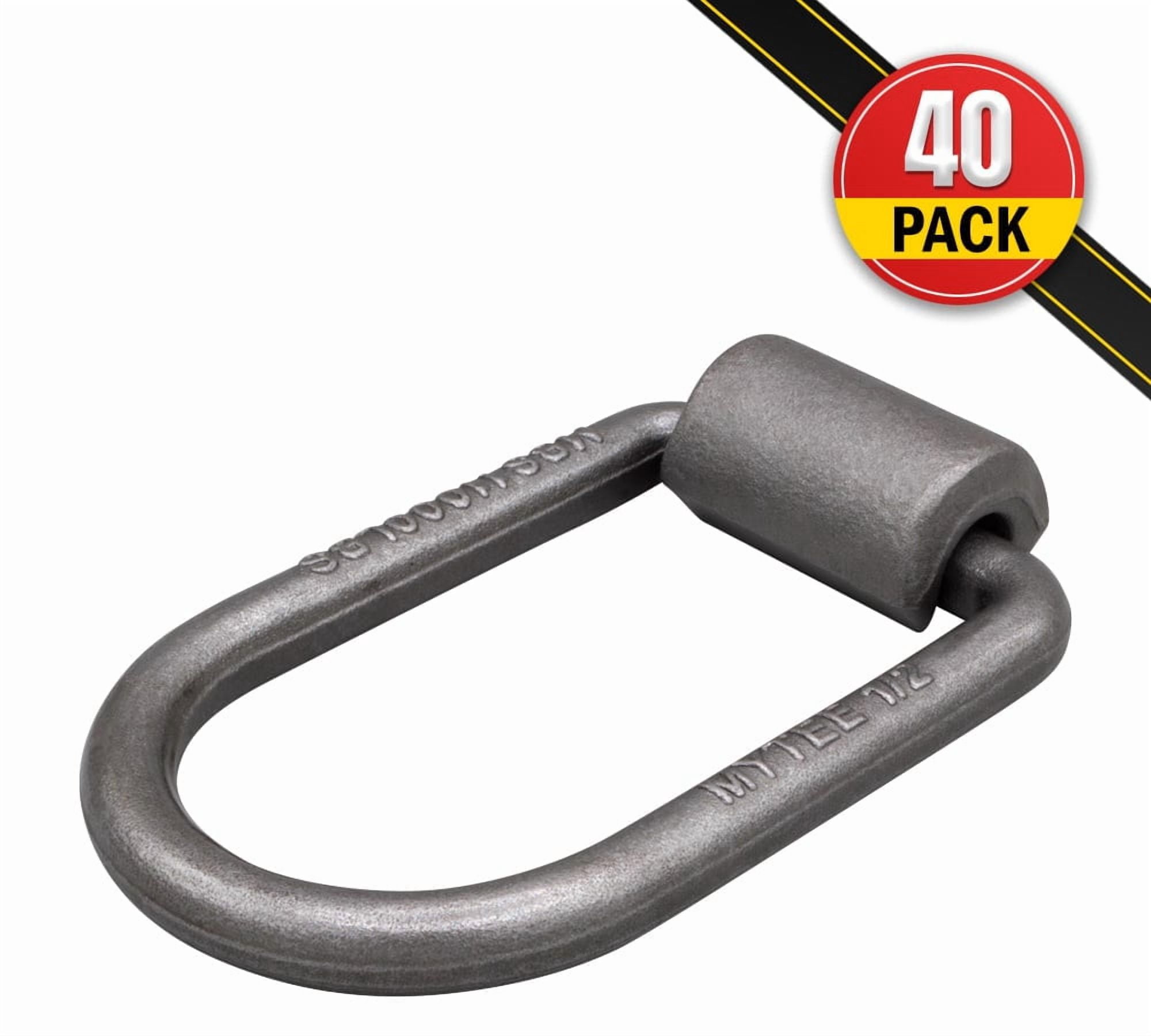 40 pack 1/2" Heavy Duty Weld-On Extended Forged D Ring w/ Mounting Brackets - 11000 lbs Bracking Strength - Tie Down Anchor D-Ring for Trailer, Truck Cargo, RV, ATV Tiedowns