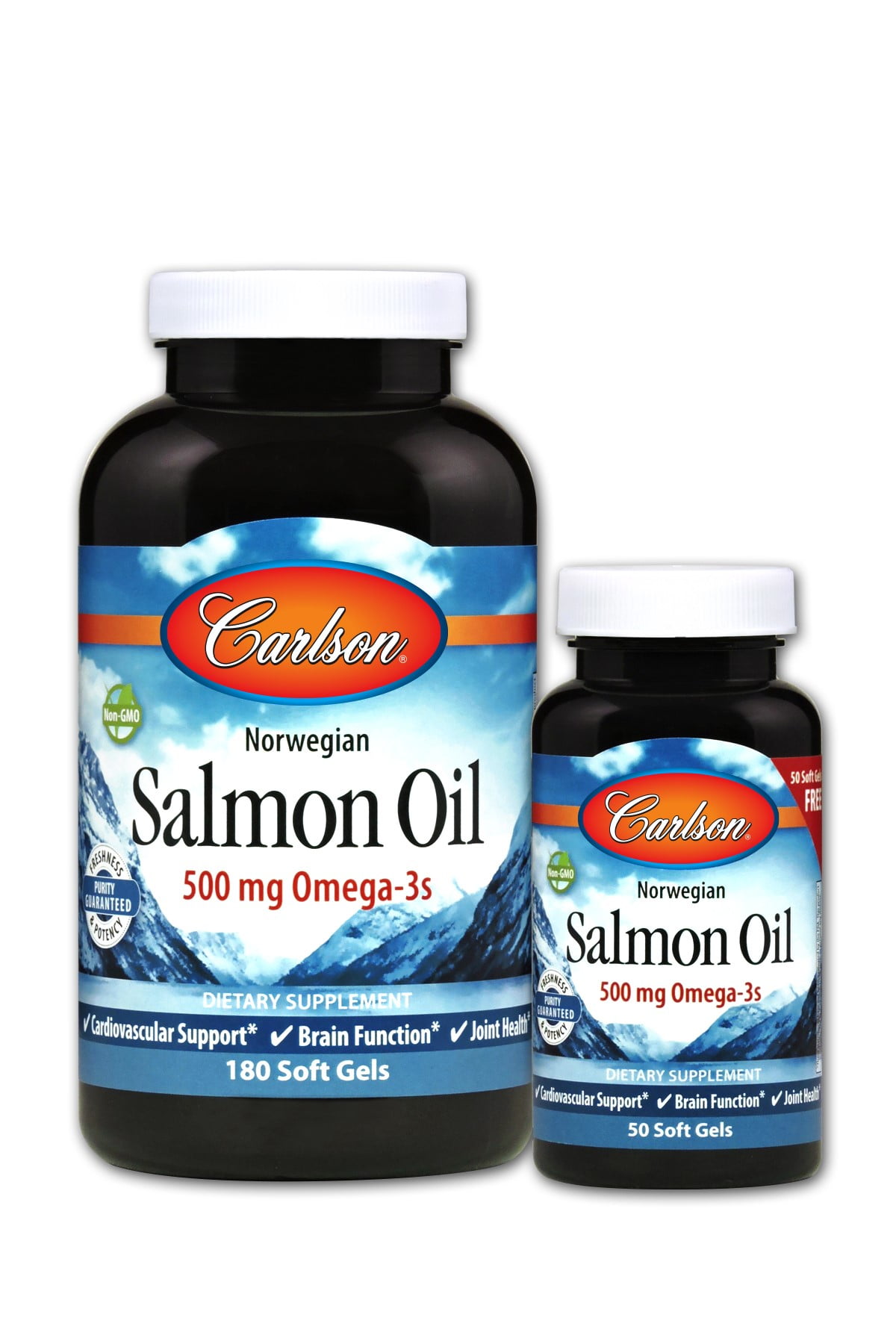 Carlson Labs Norwegian Salmon Oil Softgels, 500 Mg, 180 Ct + 50 Ct