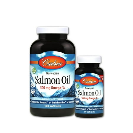 Carlson Labs Norwegian Salmon Oil Softgels, 500 Mg, 180 Ct + 50