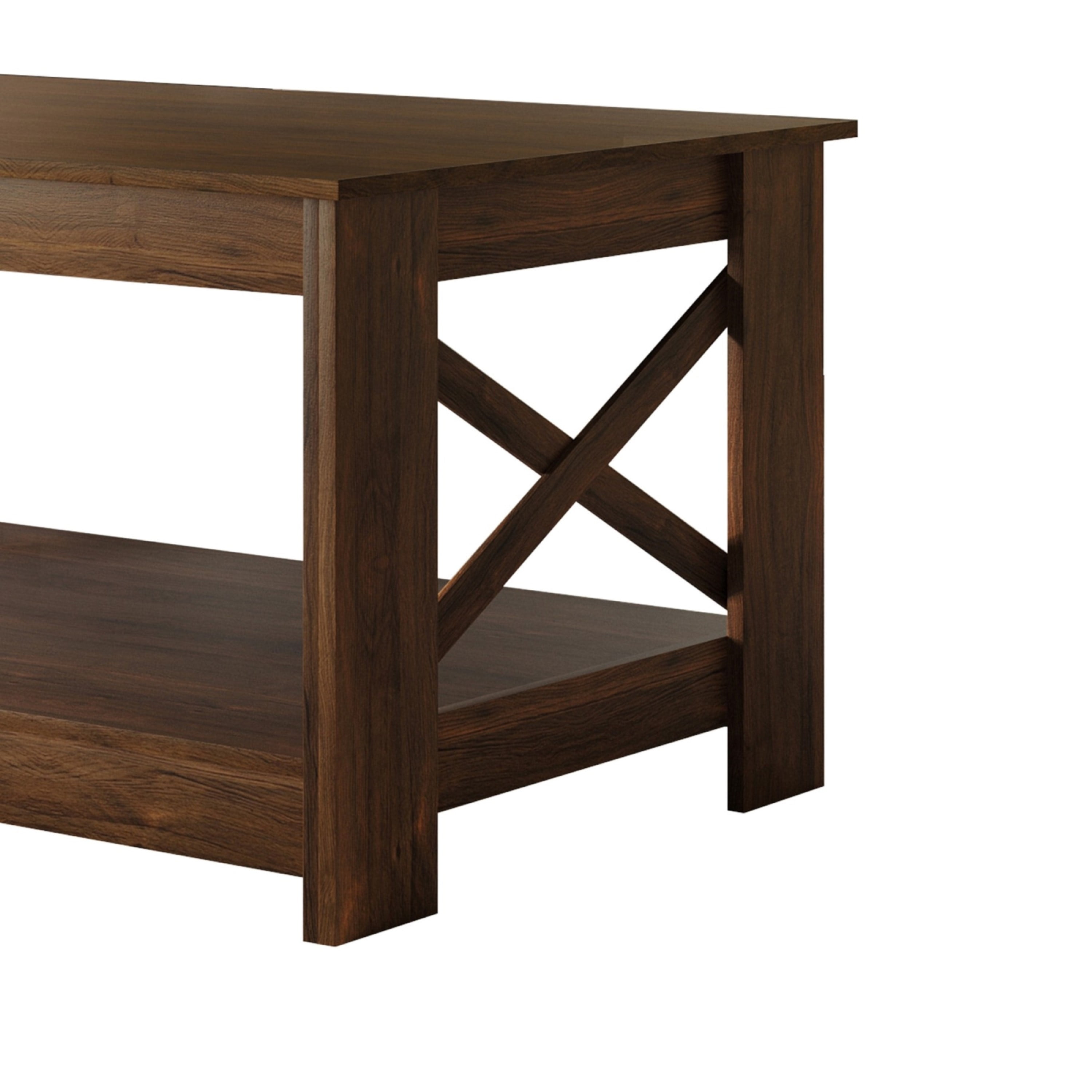 Home Design Lebanon 3 Piece Coffee Table Set - Includes coffee table and 2 end tables, With Soft-Close Doors, Brown, Easy Assembly