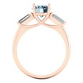 thumbnail image 4 of Clara Pucci 14K Rose Gold Solid Gold Aquamarine Three-Stone Anniversary Ring for Women - 2.5 cttw Oval Cut, 4 of 7