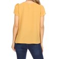 thumbnail image 3 of Women's Casual Solid Pleated Front Petal Cap Sleeve Round Neck Tee Blouse Top, 3 of 6