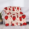 thumbnail image 3 of Honeii Red Ladybug print throw blanket, crafted from cozy cotton flannel, offers versatile home decor as a bedding suitable for all seasons.-50"x40", 3 of 6