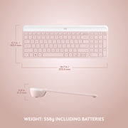 Logitech MK470 Slim Wireless Keyboard and Mouse Combo - Modern Compact Layout, Ultra Quiet, 2.4 GHz USB Receiver, Rose