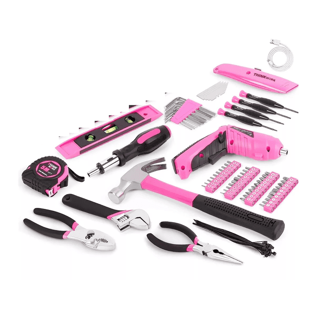 Kit De Herramientas Con Destornillador Electrico 122 Pz Rosa