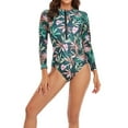 thumbnail image 4 of Enjoytime Women Swimsuit Long Sleeve Sexy Flowers Siamese Swim Suit With Zipper Summer Beach Surfing One-Piece Bathing Suit Modest Swimwear, 4 of 7
