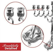 Ner Mitzvah, 8.5" High, Silver Plated Hannukah Oil Cups And Large Candles Menorah - Curved Branches Style