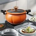thumbnail image 5 of 8L Pumpkin-Shaped Cast Iron Dutch Oven - Green Stovetop Micro Pressure Cooker with Nonstick Ceramic Coating, Ideal for Stewing & Frying, 5 of 5