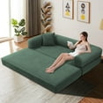 thumbnail image 6 of VFD 3-Seat Convertible Sleeper Sofa Bed with 2 Pillows, Deep Seats Teddy Sofa Corduroy Folding Couch, No Assembly Required Floor Sofa Lounge Boneless Couch for Living Room Bedroom, Light Green, 6 of 9