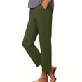 thumbnail image 3 of Yungyresw High Waisted Ankle Pants For Women Straight Leg Elastic Waist Lightweight Athletic Pants Stretch Running Workout Trousers Deep Green L, 3 of 7