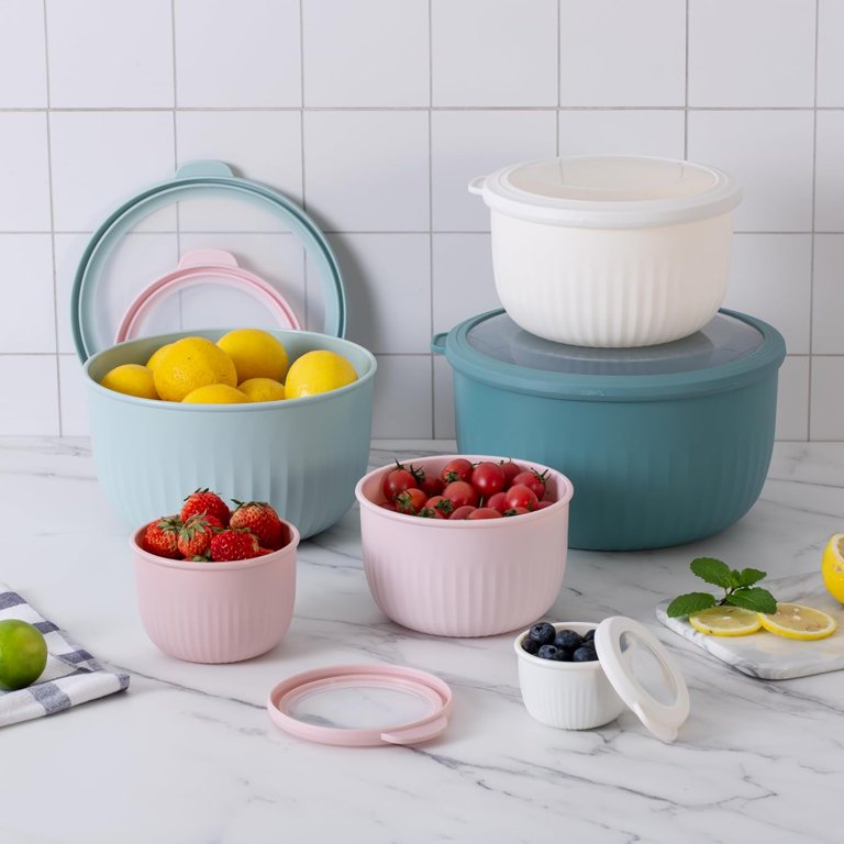 Cook with Color 12-Piece Mixing Bowls Set with Lids, Teal & Pink photo 5