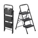thumbnail image 1 of Escalera de 3 peldaños VEVOR, taburete plegable con pedal ancho antideslizante y empuñadura cómoda, ligera, portátil, de acero, con capacidad de 272 kg, multiusos para cocina, hogar y oficina, negro, 1 of 9