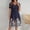 Navy, variant on QUNYINEY Flowy Summer Dresses for Women Long Short Sleeve Floral A Line Dress V Neck Slim Fit Beach Vacation Dresses