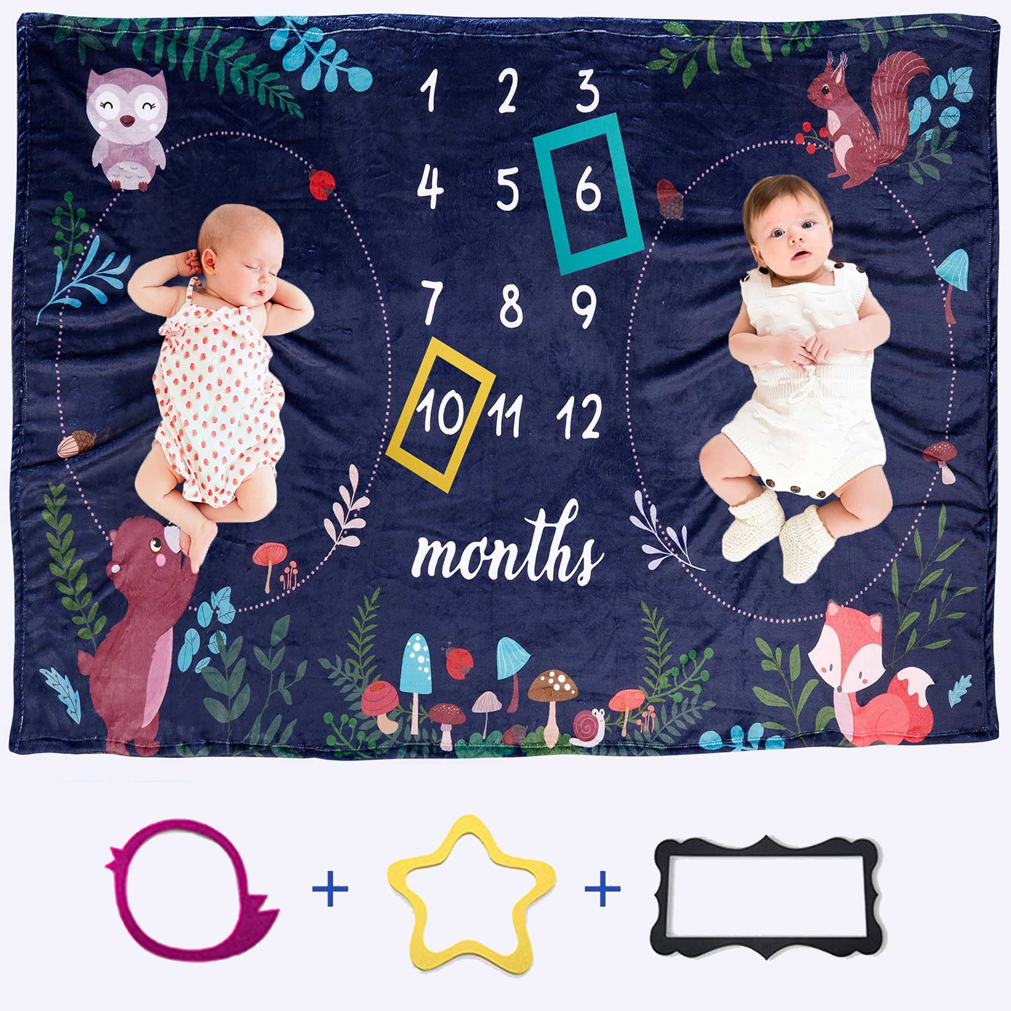 NovaaLife Twins Baby Milestone Blanket Monthly Newborn Picture Growth 40 x 60 Walmart