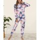thumbnail image 4 of Mujeres pijama conjunto Tie Dye suelta cómodo con estilo 2 unidades dormir Top Pantalones, 4 of 6