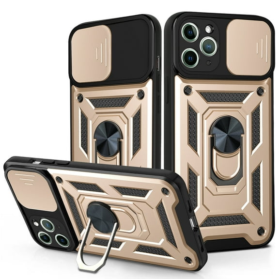 For Apple iPhone XR Case, Ring Kickstand Magnetic & Slide Camera Protector Military-Grade Hybrid Rugged Drop Protection Phone Cover