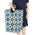 thumbnail image 4 of Yayeee Freestanding Laundry Hamper with Handle Collapsible Large Storage Basket for Clothes, Blue Mosaic Pattern, 4 of 7