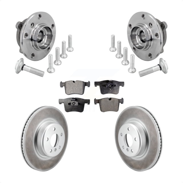 Transit Auto Front Hub Bearing Assembly Coated Disc Brake Rotors and Semi-Metallic Pads Kit for Car 2019 BMW 330i xDrive GT with 330mm Diameter Rotor Without Blue Painted Calipers KBB-133083