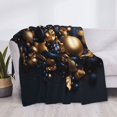 thumbnail image 3 of Fotbe Elegant Golden Blue Ornaments Manta de Franela con Estampado, Manta Ultrasuave para Cama, Sofá, Auto, Hipoalergénica y Antibolitas-40"x30", 3 of 6