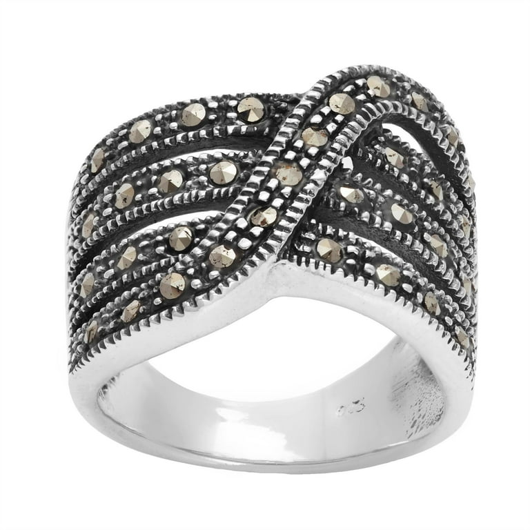 Sterling Silver Marcasite Twist Band Ring Sterling Silver Marcasite Twist Band Ring