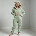 thumbnail image 2 of OGLCCG Girls Fleece Zip Up Jumpsuits Kids Hooded Rompers Long Sleeve Soft Fuzzy Onesie Warm Cute Winter Clothes(Mint Green,7-8 Years), 2 of 6