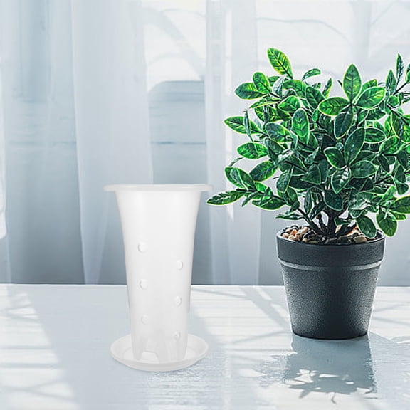 NICEXMAS Breathable Clear Plastic Orchid Pots White for Indoor Display