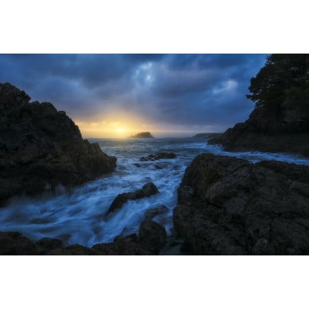 Sunset over the ocean near the town of Tofino British Columbia Canada Poster Print by Robert Postma  Design