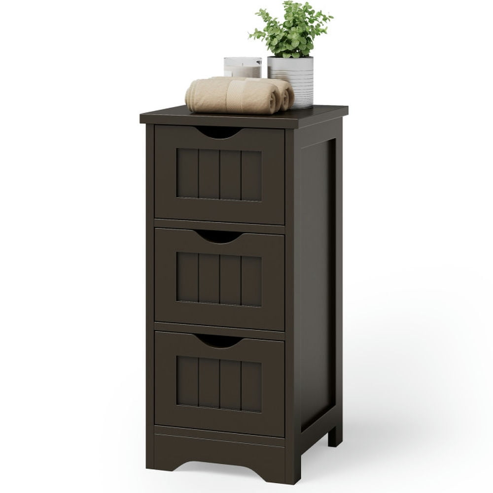 Finihen Bathroom Storage Cabinet, Bathroom Floor Cabinet, Bathroom Floor Freestanding Storage Organizer with 3 Drawers, for Bathroom, Living Room, Bedroom, Kitchen, Brown Finihen Bathroom Storage Cabinet, Bathroom Floor Cabinet, Bathroom Floor Freestanding Storage Organizer with 3 Drawers, for Bathroom, Living Room, Bedroom, Kitchen, Brown