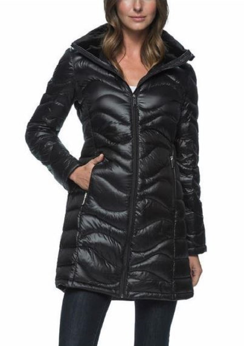 Andrew Marc New wT Black Down Kameron Jacket Real fur hood Women's size XS S 