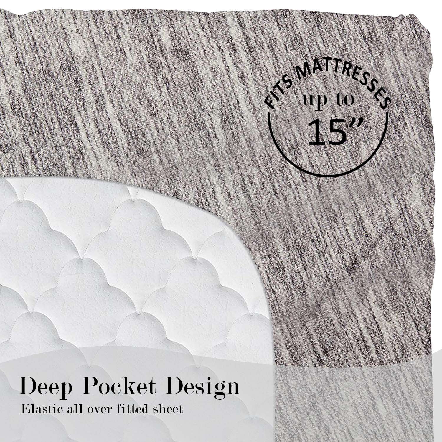 Mainstays Extra Soft Jersey Bed Sheet Set, Twin-XL, Grey Spacedyed, 3 Pieces