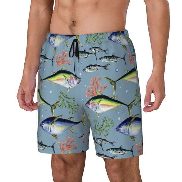 Balery Various Wild Sea Fish Bañador para hombre, shorts de playa de secado rápido con entrepierna y forro de compresión-Medium