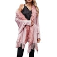 thumbnail image 1 of GDREDA Womens Solid Color Collar Cloak Knitted Capes Shawl Tassel Open Front Cardigans Sweater Coat Workout Clothes, 1 of 6