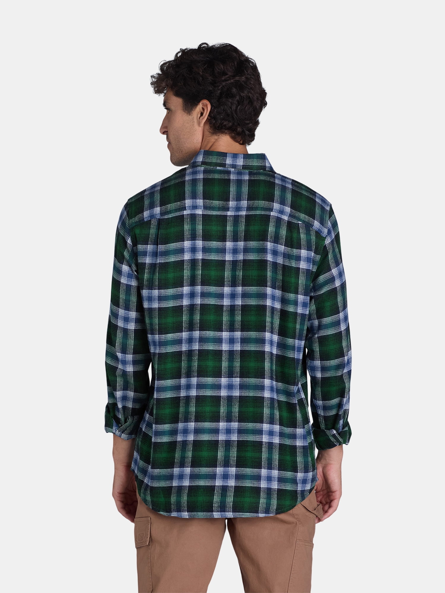 George Men's and Big Men's Flannel Shirt with Long Sleeves, Sizes XS-3XLT