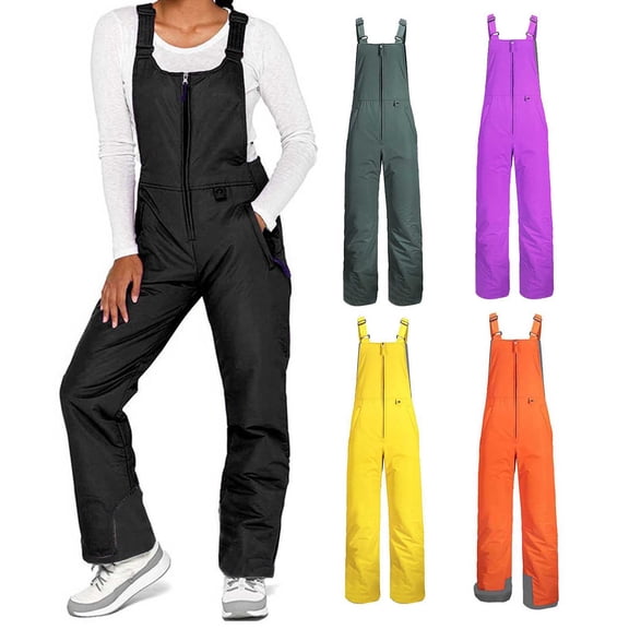 Joernso Insulated Ski Pants Unisex Waterproof Ski Bib Overalls with Zip-up Front Closure Windproof Winter Snowboarding Pants for Men Women