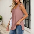thumbnail image 5 of MIXUE Womens Summer Tops Solid Color Crew Neck Sleeveless Loose T Shirts Holiday Wear,Red,M, 5 of 9