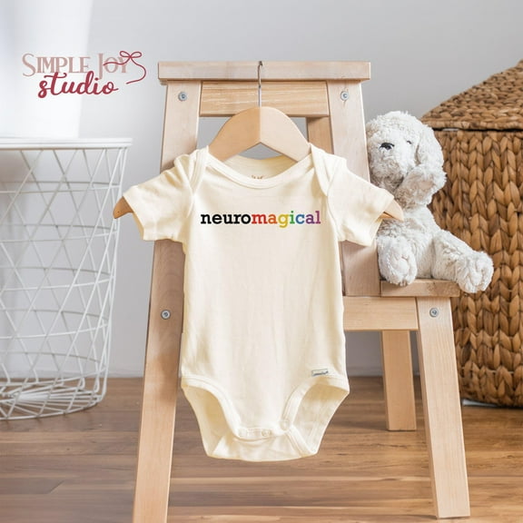 Neuromagical Onesie Rainbow Text Onesie Cute Baby Bodysuit, Fun Baby Outfit, Rainbow Bodysuit, Unique Baby Clothing Gift, Cool Baby Clothing, Cute Natural Baby Onesie, BABY BODYSUIT LAT 4424