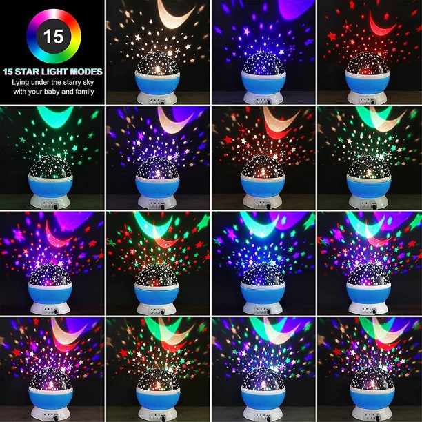Luz Nocturna Para Niños, Luz Nocturna Para Niños, Luz Nocturna De Estrellas, Proyector De Luna Y Estrellas, Rotación De 360 grados, 4 Bombillas Led, 9 Cambios De Color De Luz Con Usb Ca