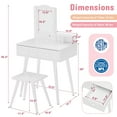 thumbnail image 2 of Pirecart Kids Vanity Set with Lighted Mirror and 2 Drawers, Wooden Makeup Table for Girls, Kids' Vanities Dress-Up Playset for Bedroom and Playroom, White, 2 of 9