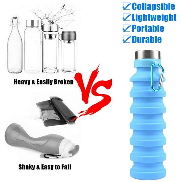 Bouteille d'eau pliable, bouteilles d'eau pliables en silicone sans BPA  réutilisables pour voyage, gym, camping, randonnée, bouteille d'eau de  sport