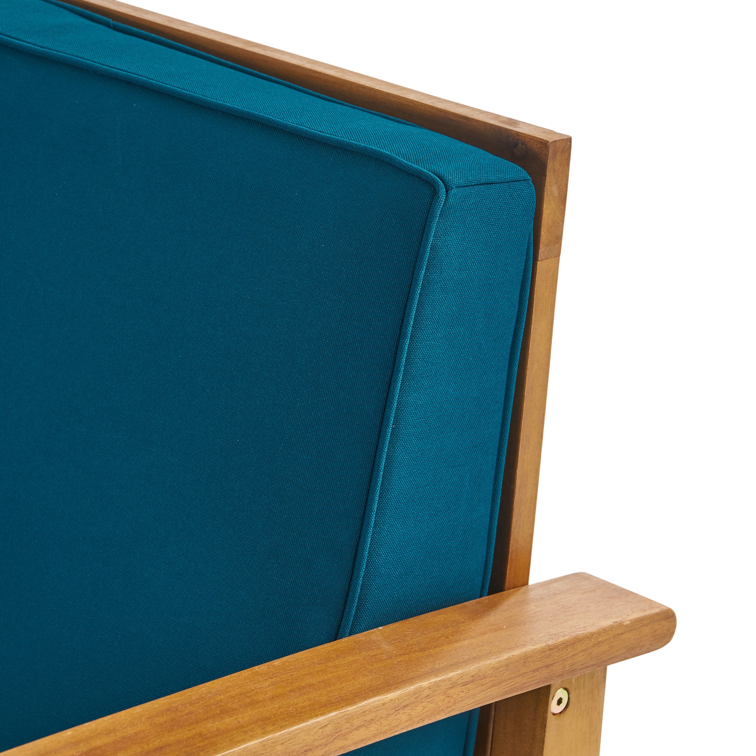 Giancarlo Acacia Wood Outdoor Club Chair, Teak, Blue