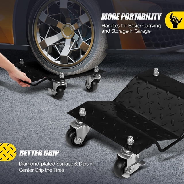 EDTara Heavy Duty Wheel Dolly, Car Moving Cart With Locking Casters, Suitable for Trucks, Trailers, Rvs, Motorcycles, and Snowmobiles