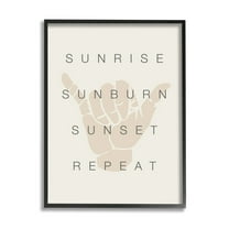Stupell Industries Sunrise Sunburn Sunset Repeat Beach Phrase Shaka Hand, 16 x 20,Design by Daphne Polselli