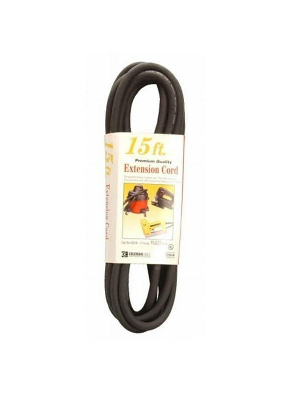 Coleman Cable 15ft. 5.3 Black Vinyl Outdoor Extension Cord  02306