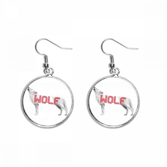 White Wolf Howled Stood Ear Dangle Silver Drop Earring Jewelry Woman