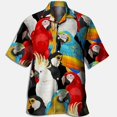 thumbnail image 2 of Camisetas hawaianas con estampado de loros en la playa para hombre, ropa de moda, camisetas de vacaciones de manga corta con estampado 3D de animales de cocoteros hawaianos, 2 of 4