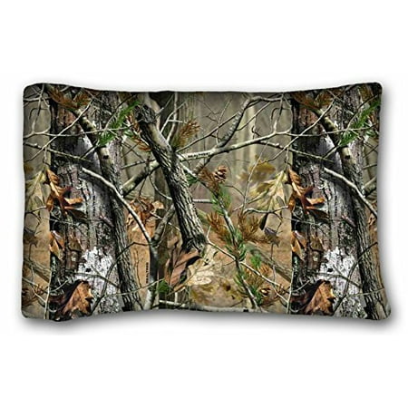 Custom Pillow Shams WinHome Custom & Soft Rectangle Zippered Pillow Case Cover Camouflage Camo Tree Hunter Dry Branches Leaves Oak Woodland Camo Vintage Retro Personalized Pillowcase 20x30 Inches ()