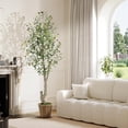 thumbnail image 3 of 5-foot (60 pulgada) artificial olive tree set of 2 - comes con blanca planter y green false moss para oficina en casa, sala de estar, dormitorio, 3 of 7