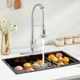 thumbnail image 5 of IUSU 20in Kitchen Faucet with Pull Down Sprayer, Brushed Nickel Commercial Spring Kitchen Sink Faucet Single Handle Pull Out Sink Faucets with Deck Plate Suit to 1 or 3 Holes Silver, 5 of 10