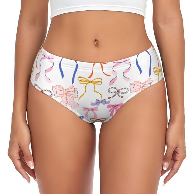 Fotbe bow ribbons Calzones Estampados para Mujer – Ropa Interior de Algodón, Cómoda, Suave y Elástica-Small