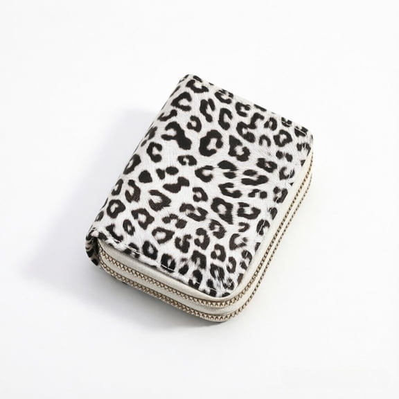 Leopard Print Short Women Coin Purse Portable Card Holder Cash Change Storage Bag